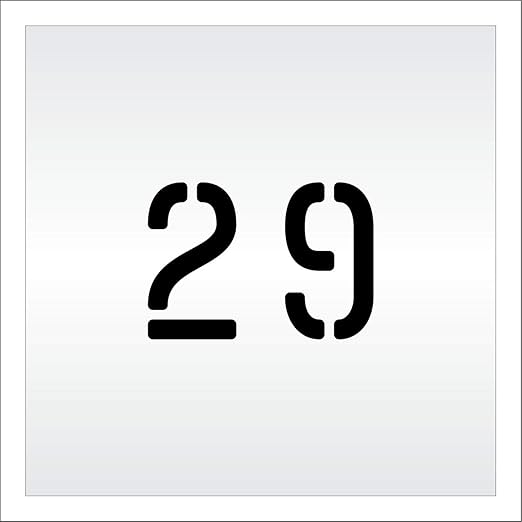Pavement, Curb, and WheelStop Stencils - 4 inch Double Number Stencil - (29) - 4" x 5.5" x 1/8" (128 mil) - Pro-Grade
