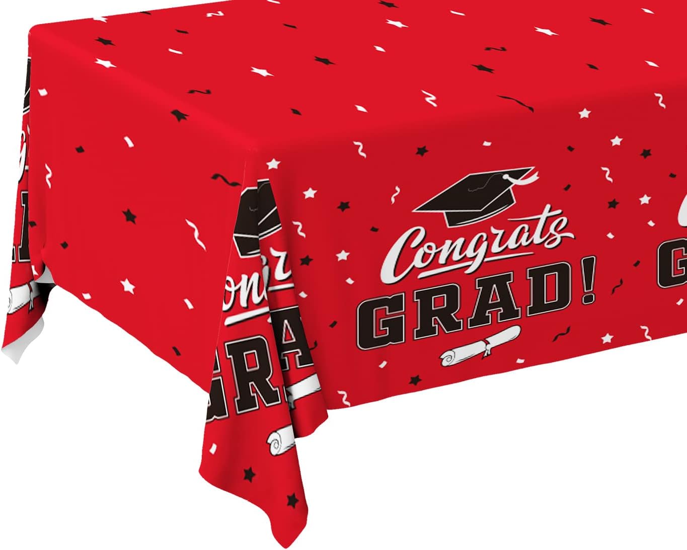Graduation Party Decorations, Gongrats Grad Tablecover for Graduation Party Supplies, 3 pcs Class Red Table Cloths, 54"x108"