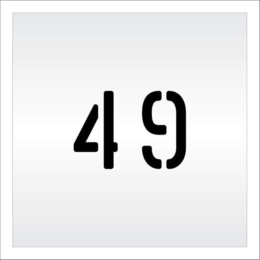 Pavement, Curb, and WheelStop Stencils - 4 inch Double Number Stencil - (49) - 4" x 5.5" x 1/8" (128 mil) - Pro-Grade