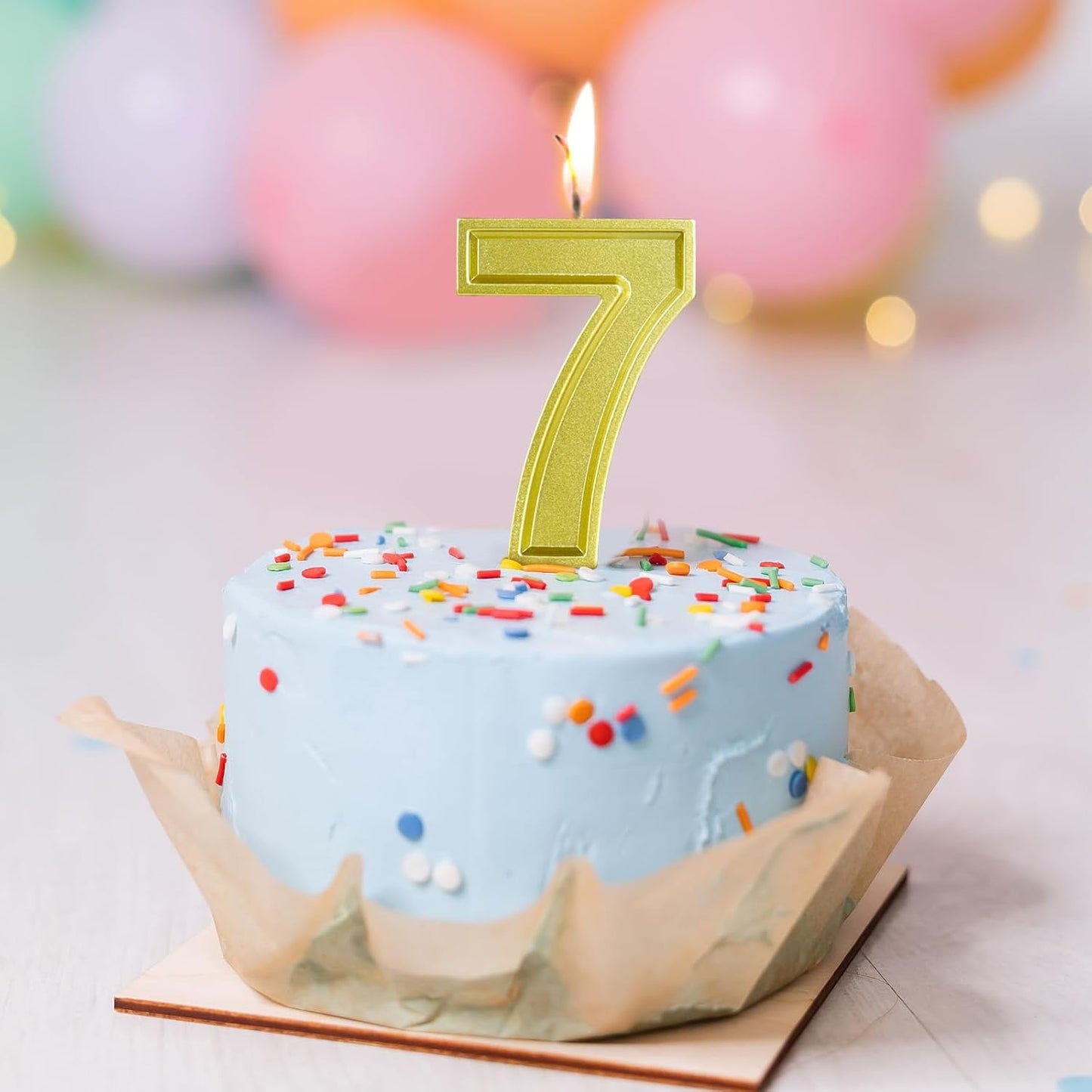 BEAN LIEVE Gold Birthday Candles Number 7, Gold Number Candles, Cake Number Candles for Birthday Parties and Wedding Anniversary Celebrations