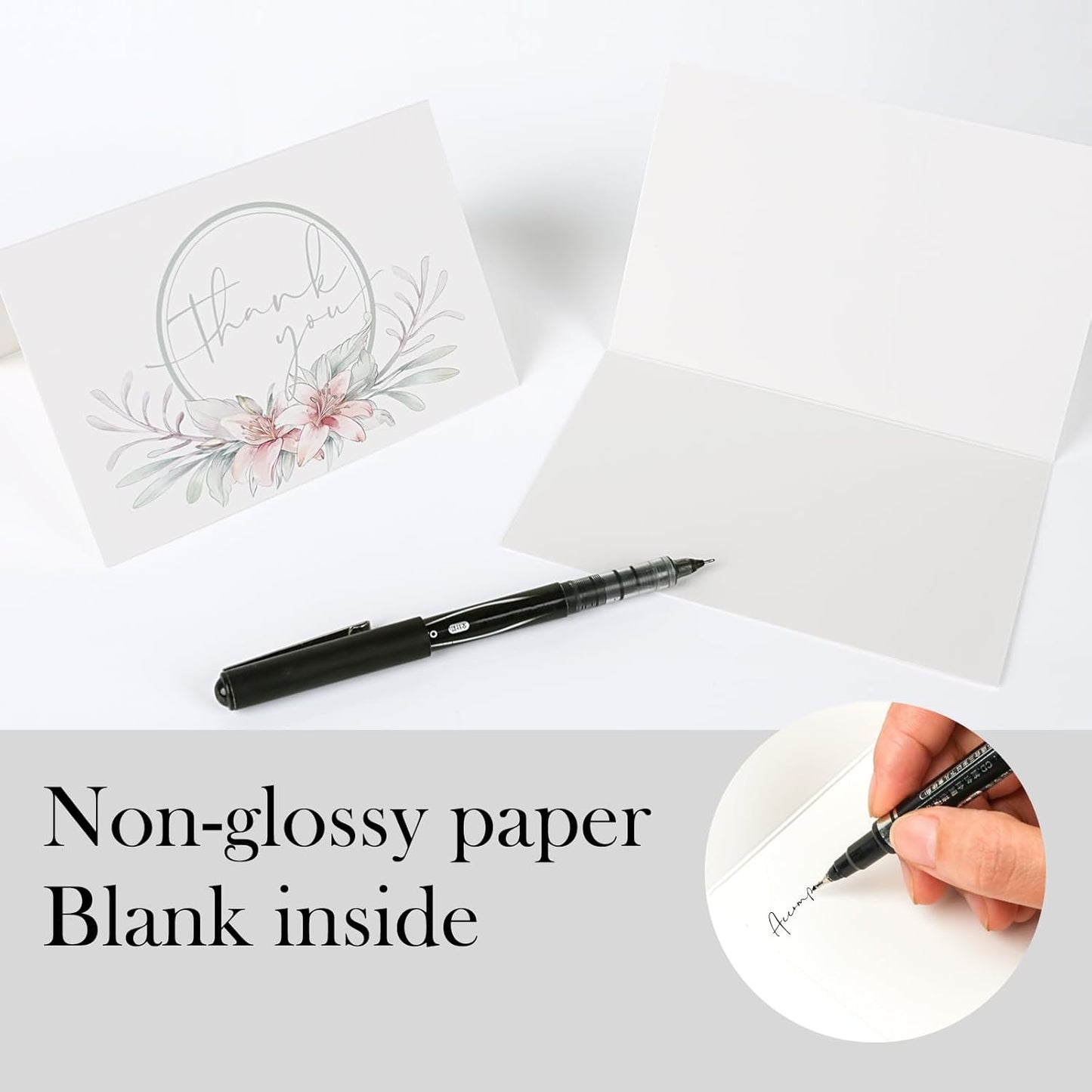 NESCCI 100 PCS Thank You Cards With Envelopes,4x6 Inch Minimalistic Design, Thank You Notes for Wedding,Bridal Shower, Business, Baby Shower, Small Business, Funeral, Graduation(Light Green)