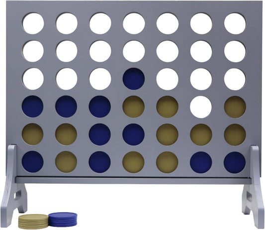 Tailgating Pros Premium Grey Giant Four in a Row with Carrying Case - Jumbo Oversized Outdoor Yard Game - Connect Multiple Pucks in a Row to Win - Many Puck Colors Available!
