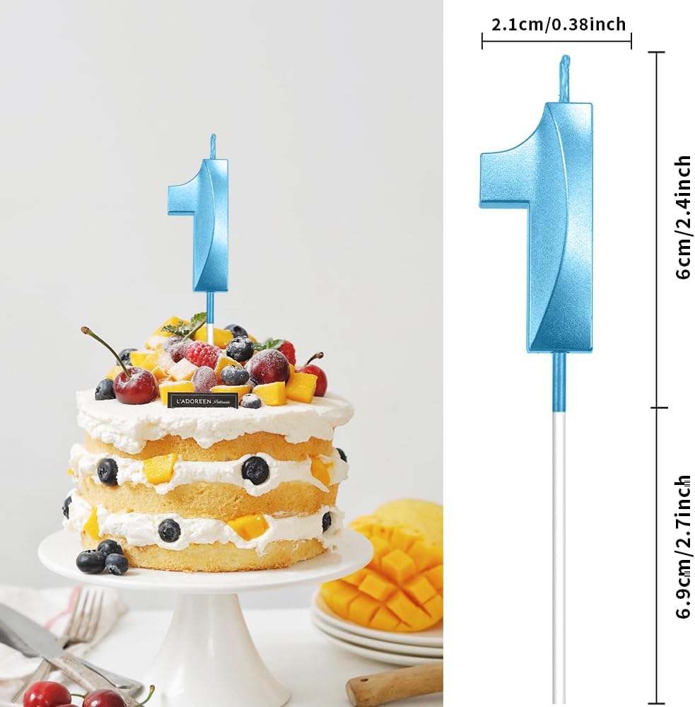 Number 10 Candle 10th Birthday Decorations for Boys - 2 Blue Birthday Candles (Number 1 & 0) - Modern, Odorless, Non-Toxic, Smokeless - Perfect for Birthdays, Anniversaries & Parties