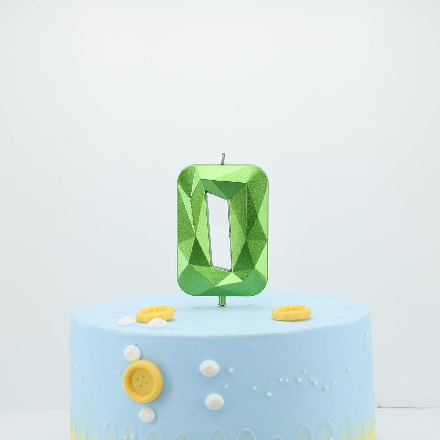 DERVENTA Large Birthday Candle Number 3D Green 3.7 inch Party Celebration Anniversary Decoration Cake Topper 1 Piece (Number 0 Green)