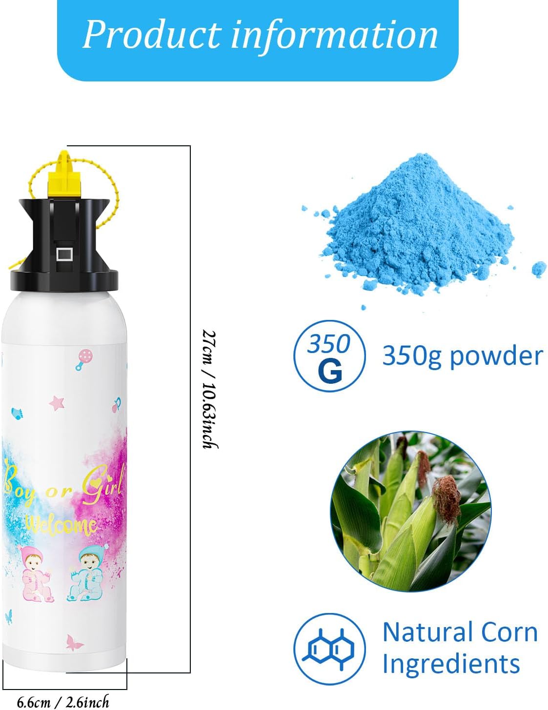 SRG Large Gender Reveal Fire Extinguisher Color Blaster | 2 Packs Baby Boy Blue Gender Reveal Extinguisher Smoke | Gender Reveal Decorations & Ideas | Long Lasting（Blue）