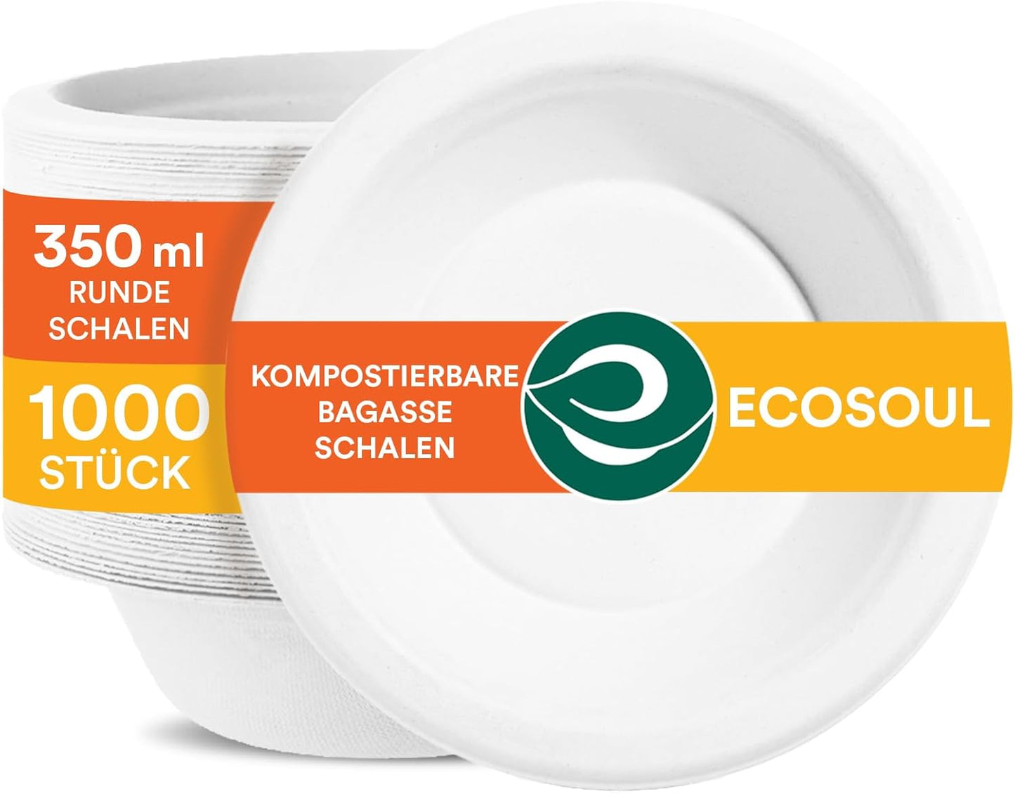 ECO SOUL Pearl White 12 Oz [1000-Pack] Bagasse Paper Bowls | Biodegradable 100% Compostable | Microwavable | Hot & Cold Safe | Small Servings | Eco-Friendly Disposable Heavy Duty Bowls