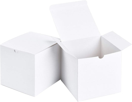 SHIPKEY 10 Pcs White Cardboard Gift Boxes with lids | 6x6x6inch Square Boxes | Medium Gift Boxes Suitable for Party, Wedding, Christmas, Holidays, Birthdays and All Other Occasions