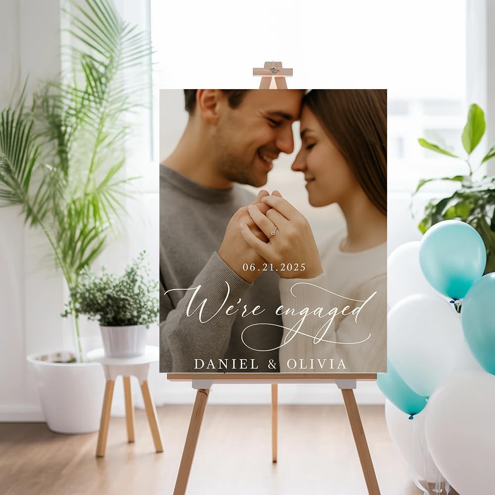 Personalized Engagement Welcome Sign, Engagement Party Sign, Engaged Decor for Couple - She Said Yes!, Decorations, Engaged Welcome, Custom Poster, Canvas, Wooden 2 Layer /1