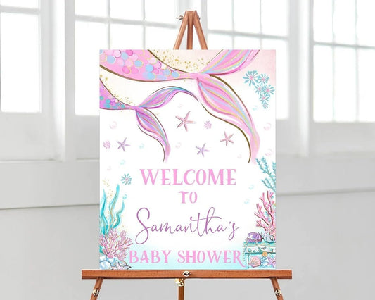 Editable Blue Balloon Baby Shower Signs, Personalized Blue Flowers Welcome Sign to Baby Shower Party, Florals Baby Shower Welcome Sign, Printable Blue Baby Shower Sign Decor, Plastic Sign.
