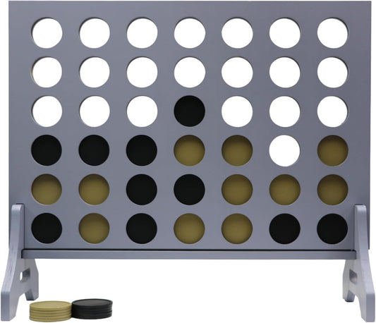 Tailgating Pros Premium Grey Giant Four in a Row with Carrying Case - Jumbo Oversized Outdoor Yard Game - Connect Multiple Pucks in a Row to Win - Many Puck Colors Available!