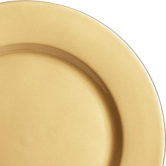 ZEAYEA 12 Pack Gold Charger Plates, 13 Inch Plastic Round Dinner Charger Plates for Wedding Party, Elegant Tabletop Decor