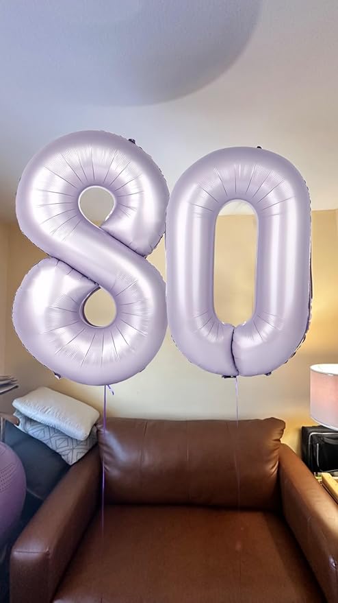 Number 0 Balloons 40 Inch Cream Purple Number Balloons for 10 20 30 40 50 60 70 80 90 100 Numbers Balloon Birthday Decorations Wedding Event Baby Shower