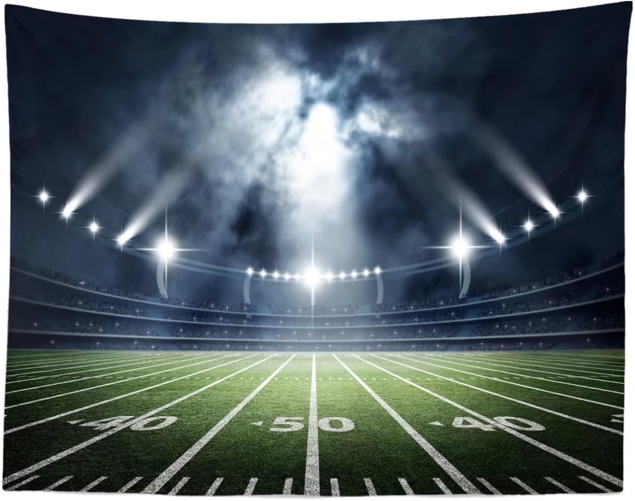 BELECO 10x8ft Fabric Football Field Backdrop - Sports Game Stadium for Football Theme Birthday Party Decorations - Newborn, Kids, Adults Photo Booth Shooting - Family Photographic Studio Props