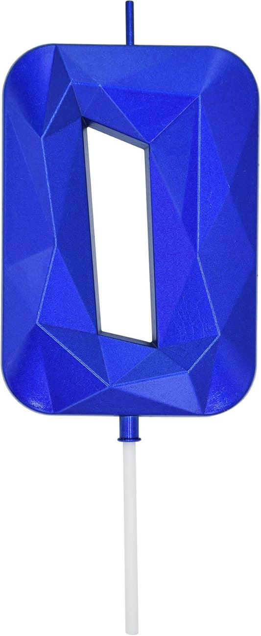 DERVENTA Large Birthday Candle Number 3D Blue 3.7 inch Party Celebration Anniversary Decoration Cake Topper 1 Piece (Number 0 Blue)