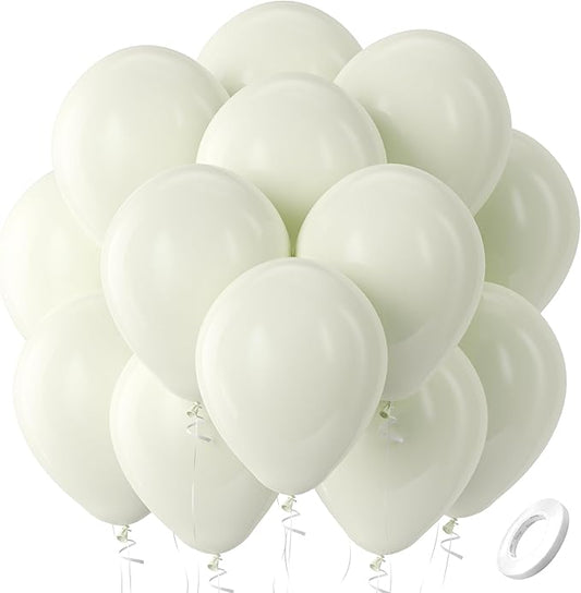 Bezente Ivory White Balloons Latex Party Balloons - 100 Pack 12 inch Round Helium Cream Beige Balloons for Wedding Birthday Gender Reveal Easter Tea Boho Decorations