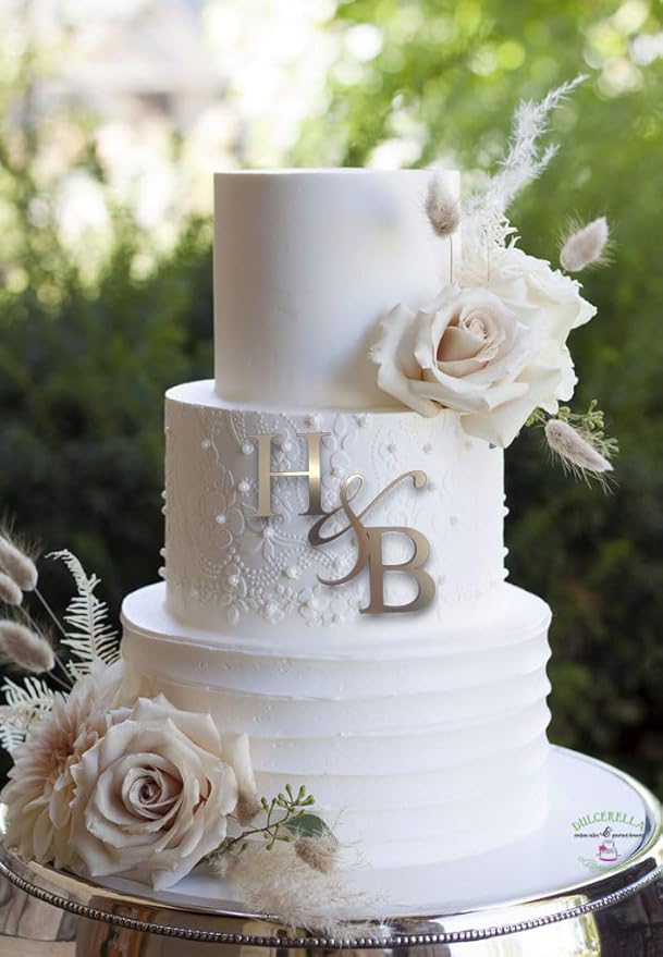 Personalized Wedding Cake Charm, Custom Monogram Side Topper - 30 colors to choose from