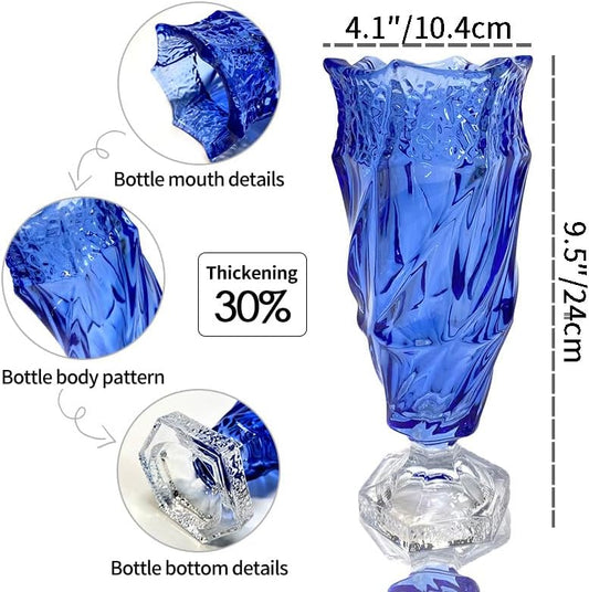 Glass Flower vase 2.4lb 9.5inch,Bohemian Style, for Centerpieces,Wedding,Home Decor Glass Vase (Blue)