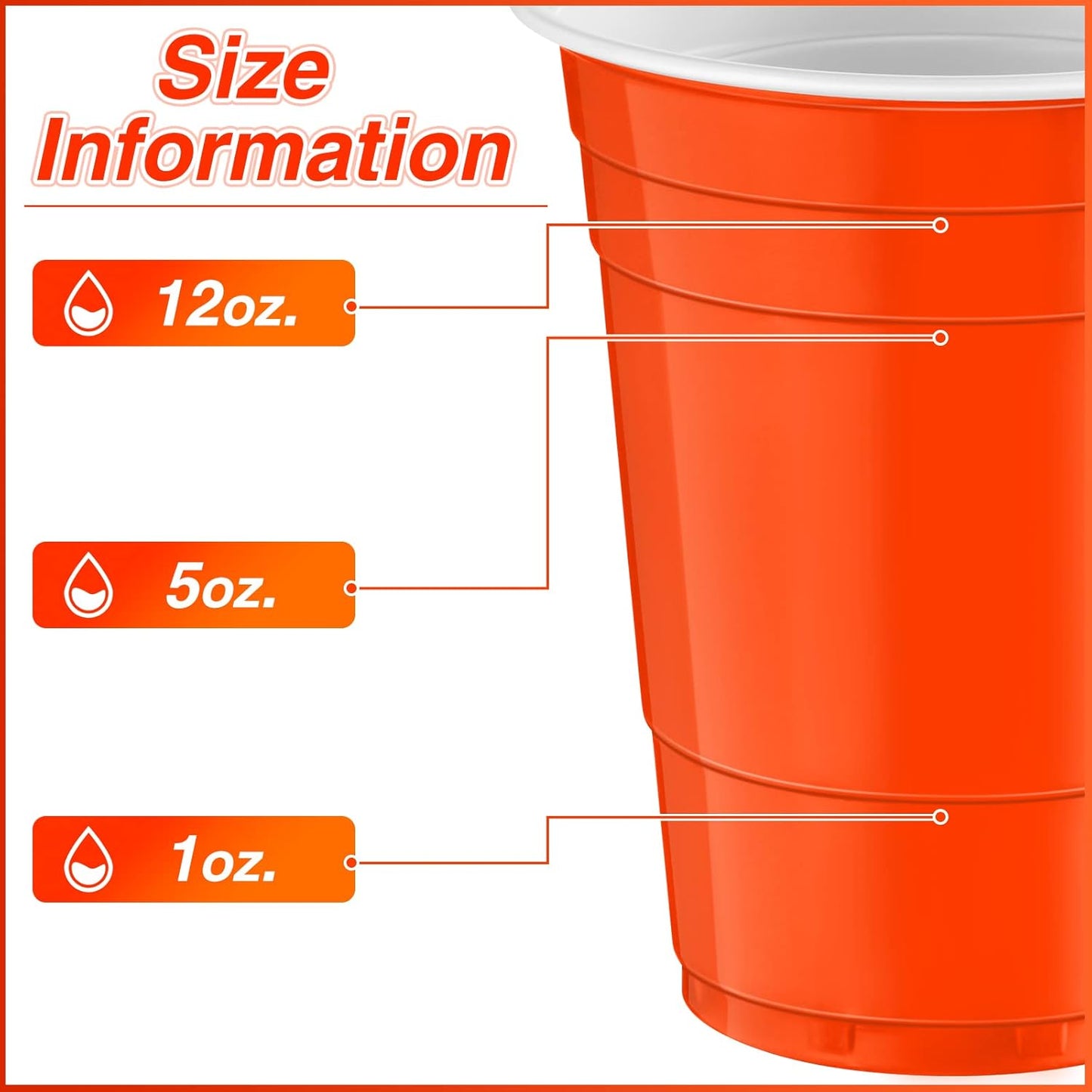 Lounsweer 100 Pack 16 Ounce Christmas Plastic Party Cups Disposable Heavy Duty Drinking Water Cups for Holiday Christmas Festival Wedding New Year Birthday Party Supplies(Orange)