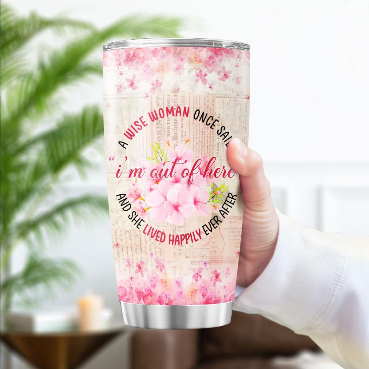 Retirement Gift for Women with Floral Design, A Wise Woman Once Said Quote 20oz Insulated Stainless Steel Tumbler, Farewell Appreciation Present for Coworker Friend Boss Teacher