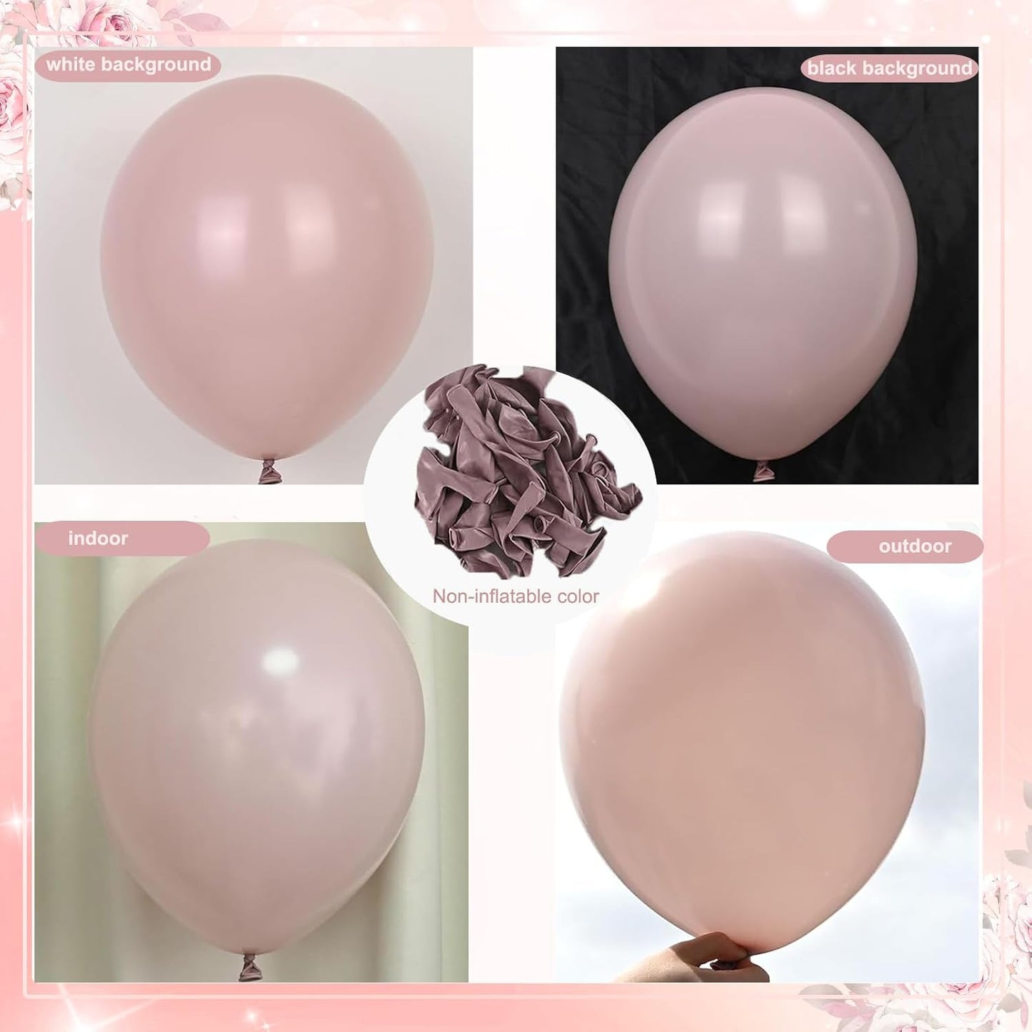 CROSSFINGERS Pearl Dusty Pink Balloon Garland Arch Kit,Double Stuffed 168pcs Pearl White Balloons for Birthday Wedding Baby Shower Bridal Shower Engagement Party Decorations ﻿ Decorations
