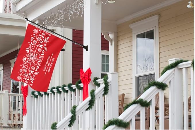 AGAS Merry Christmas Flag 3x5 Ft - Merry Christmas and Happy New Year Flags Vivid Color 200 Denier Nylon Holiday Flag With Brass Grommets for Indoor Outdoor Decoration