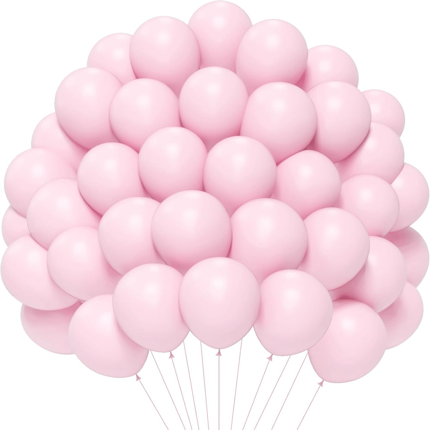 Pastel Pink Balloons - 5 inch 120pcs Latex - Small Round Light Pink Balloon with 2 Ribbons, Mini Helium Baby Pink Balloons for Birthday Party, Wedding, Anniversary, Baby Shower Decorations