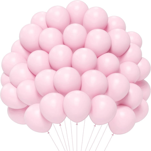 Pastel Pink Balloons - 5 inch 120pcs Latex - Small Round Light Pink Balloon with 2 Ribbons, Mini Helium Baby Pink Balloons for Birthday Party, Wedding, Anniversary, Baby Shower Decorations