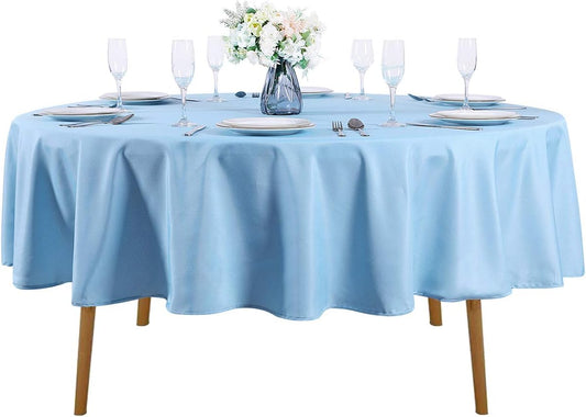 Cupuamon 70 inch Round Tablecloth Washable Polyester Table Cloth Decorative Table Cover for Wedding Party Dining Banquet（70 inch,Blue Mist）