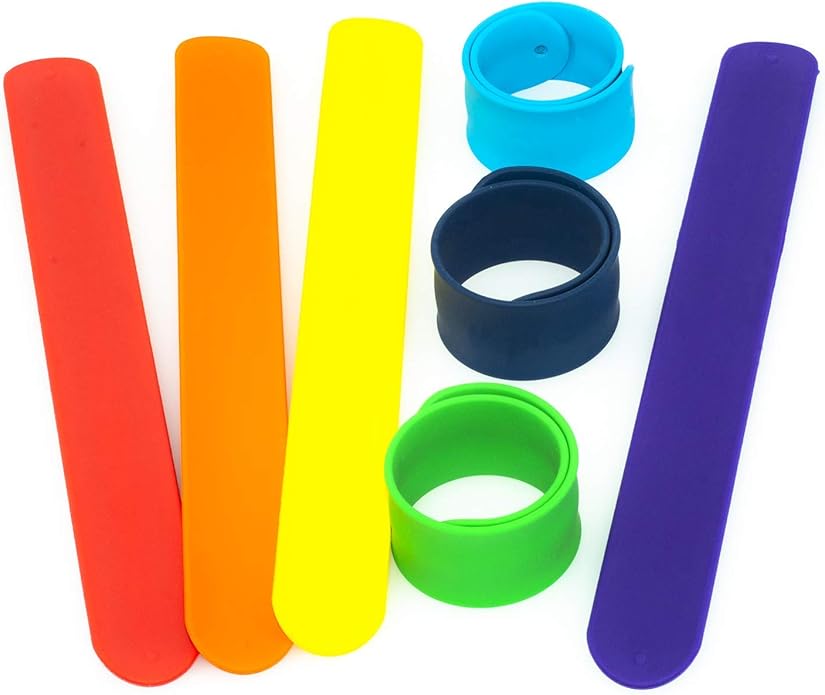Colored Silicone Rubber Slap Bracelets Wristbands for Kid's Toys,Party Favors,Kindergarten Playing fun;Wrapping Paper Silicone Slap Band,Holiday Flip Wraps,Rolls Holder,Stocking Organizers,Distinguishing Bundle for Fabics,Cloths,Canvas,Cables in Office...