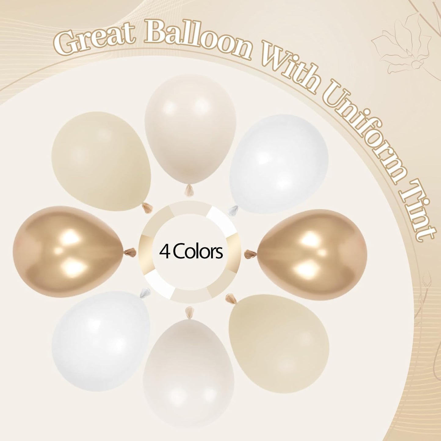 Beige Champagne Balloon Garland Arch Kit, Metallic Gold Sand Pearl White Clear Champagne Balloons for Engagement Bridal Baby Shower Wedding Anniversary Birthday Party Decorations
