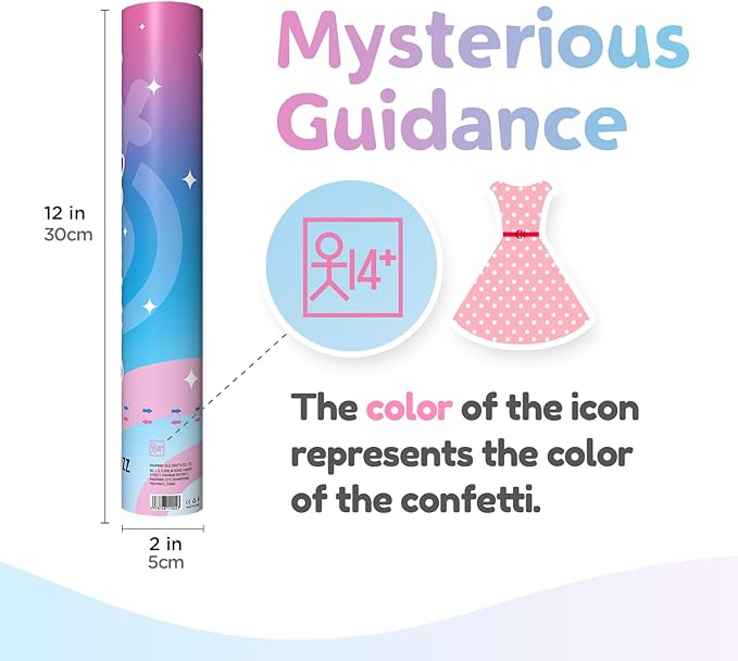 12Inches 4Pcs Gender Reveal Confetti Cannon - Heart Shaped Confetti Poppers - Pink, 4 Pack - Baby Girl Gender Reveal Party Poppers - Pink Paper Baby Party Supplies Pop Gun