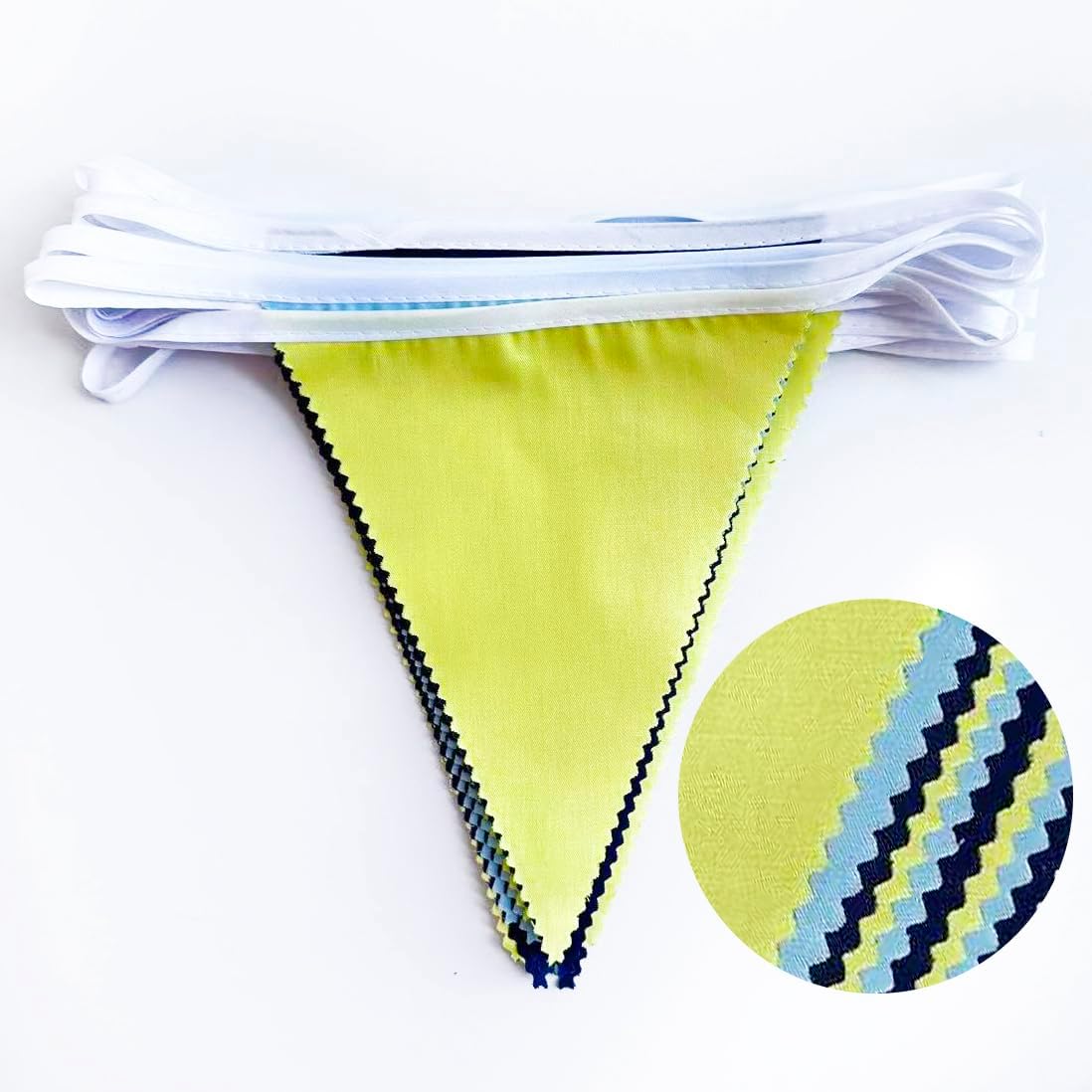 32Ft Blue Yellow Party Decorations Yellow Blue Triangle Flag Pennant Banner Fabric Garland Streamers for Capri Lemon Birthday Nautical Bridal Baby Shower Mediterranean Sea Party Festivals Supplies