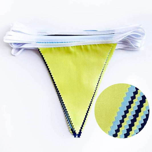 32Ft Blue Yellow Party Decorations Yellow Blue Triangle Flag Pennant Banner Fabric Garland Streamers for Capri Lemon Birthday Nautical Bridal Baby Shower Mediterranean Sea Party Festivals Supplies