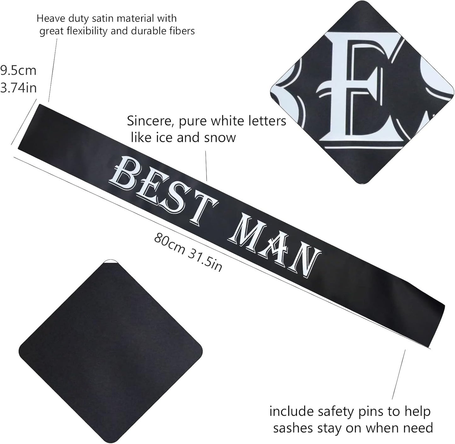 7 PCS Bachelorette Sashes Set for Groomsmen, Black Team Groom Sashes for Bachelor Bridal Shower Supplies Wedding Parties Decorations Favors Gifts