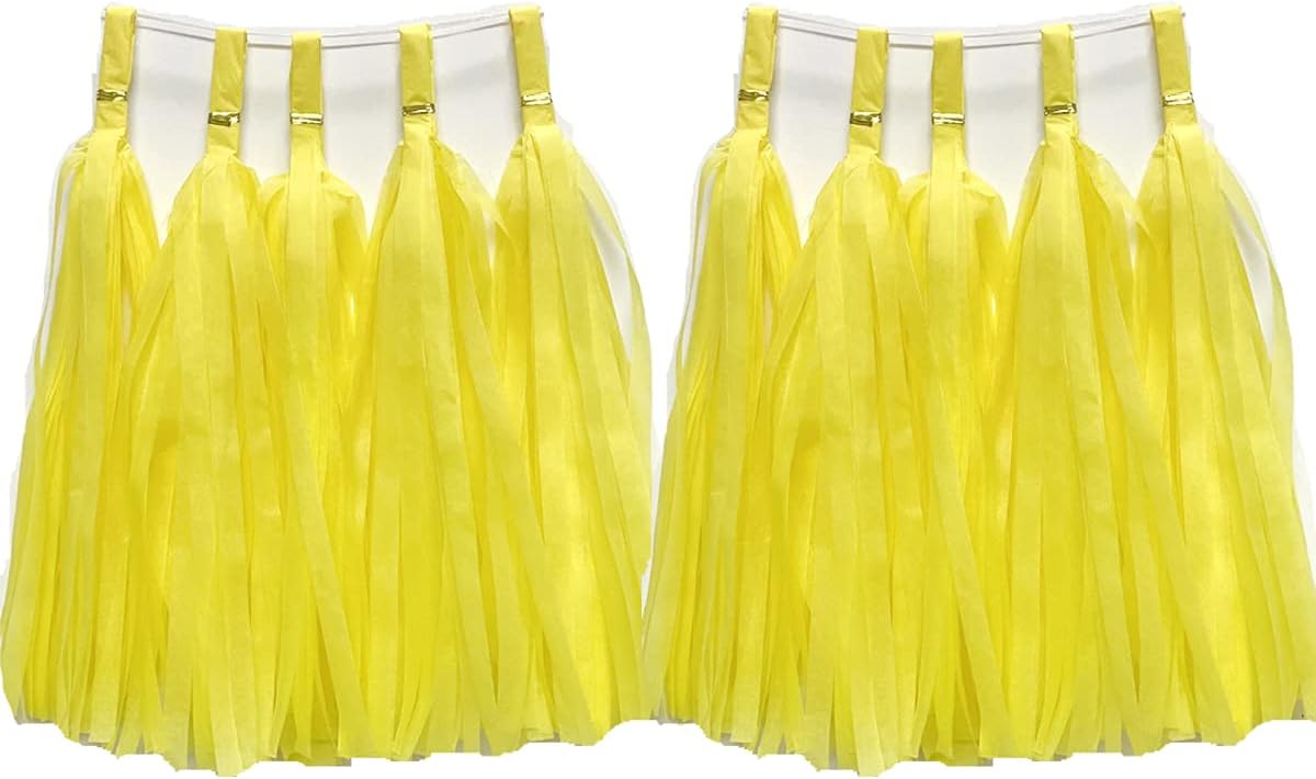 Tissue Paper Tassels Garland Banner Table Decor Party Banner Wedding Birthday Baby Shower Nursery Party Decorations Supplies (20, Yellow)