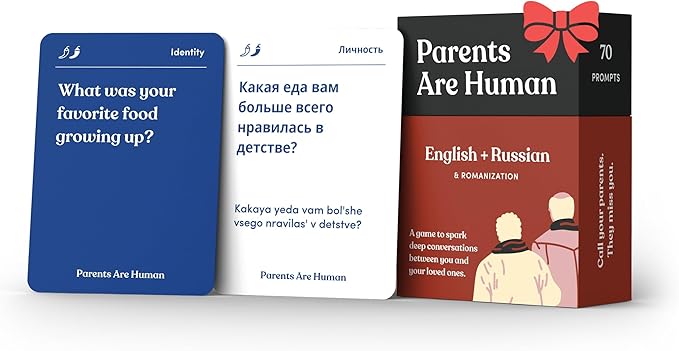 Parents Are Human, Relationship Cards, Get to Know Each Other Better, Parents, Adults, Families, & Teens Relationship Building, Light & Deep Questions, 70 Questions & Activity Cards, English + Russian