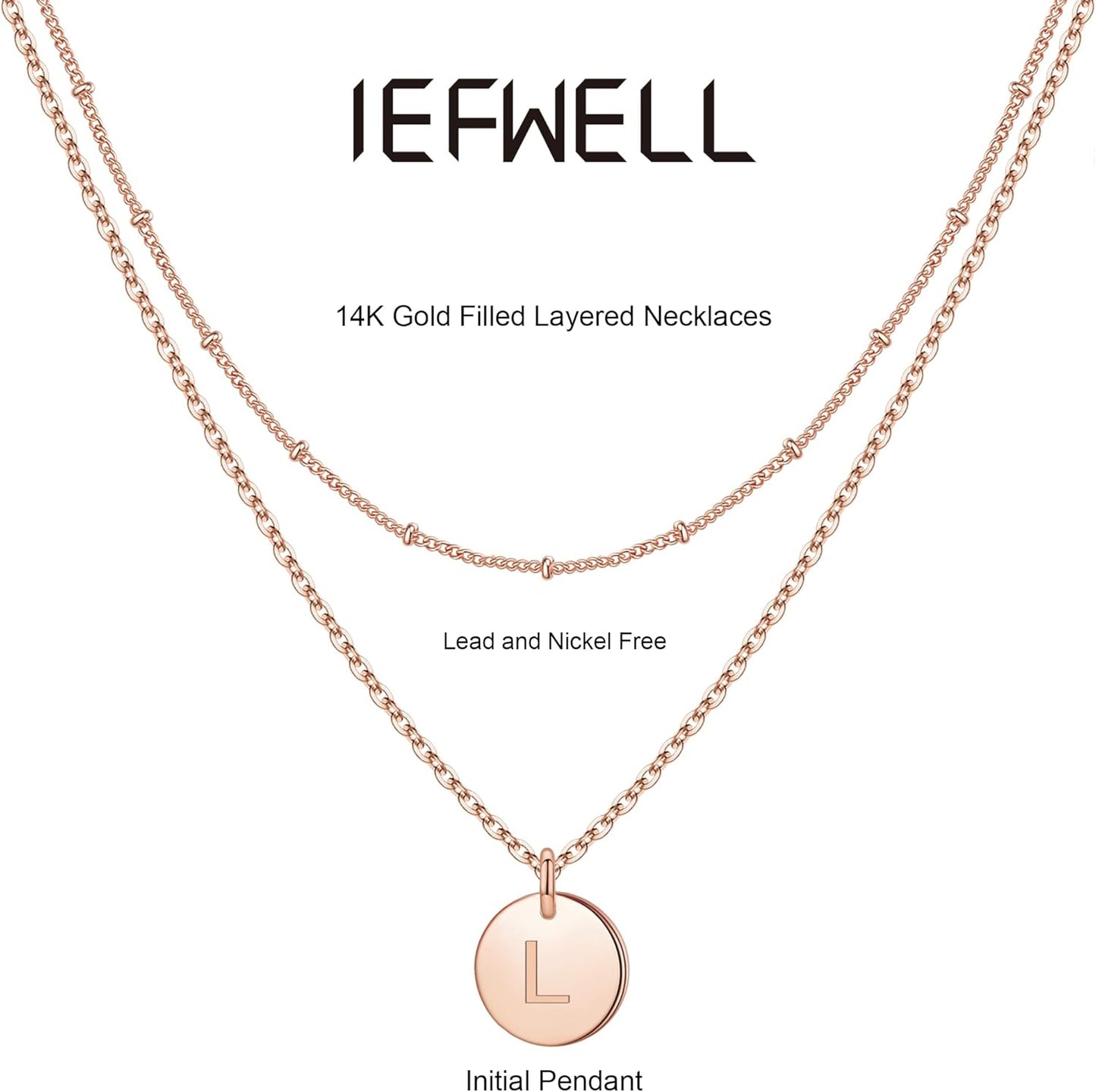 IEFWELL Stocking Stuffer for Teen Girls - Necklaces for Women Girls, 14K Gold-Plated Double Side Engraved Hammered Coin Necklaces, Layered Necklace Jewelry Pendant Gifts for Teen Girls Kids