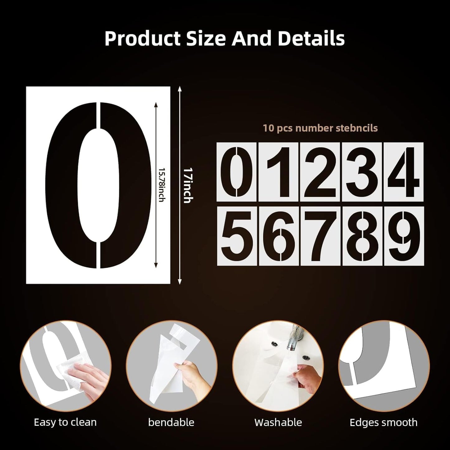 17 Inch Large Number Stencils - Reusable Plastic Digital Stencils for Cake, Address, Painting