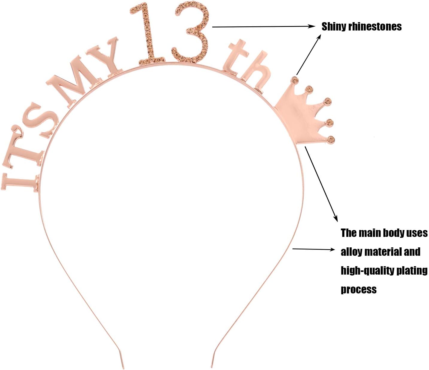 13th Birthday Headpiece Girl Tiara Headband Birthday Satin Sash 13th Birthday Decorations for Girls