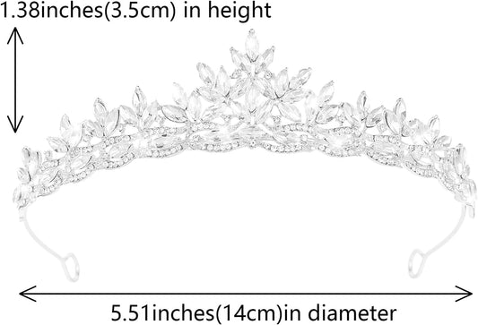 Crystal Tiaras & Crowns for Women, Bride Royal Queen Headband Princess Headpieces for Birthday Cake Crown & Prom Pageant Party