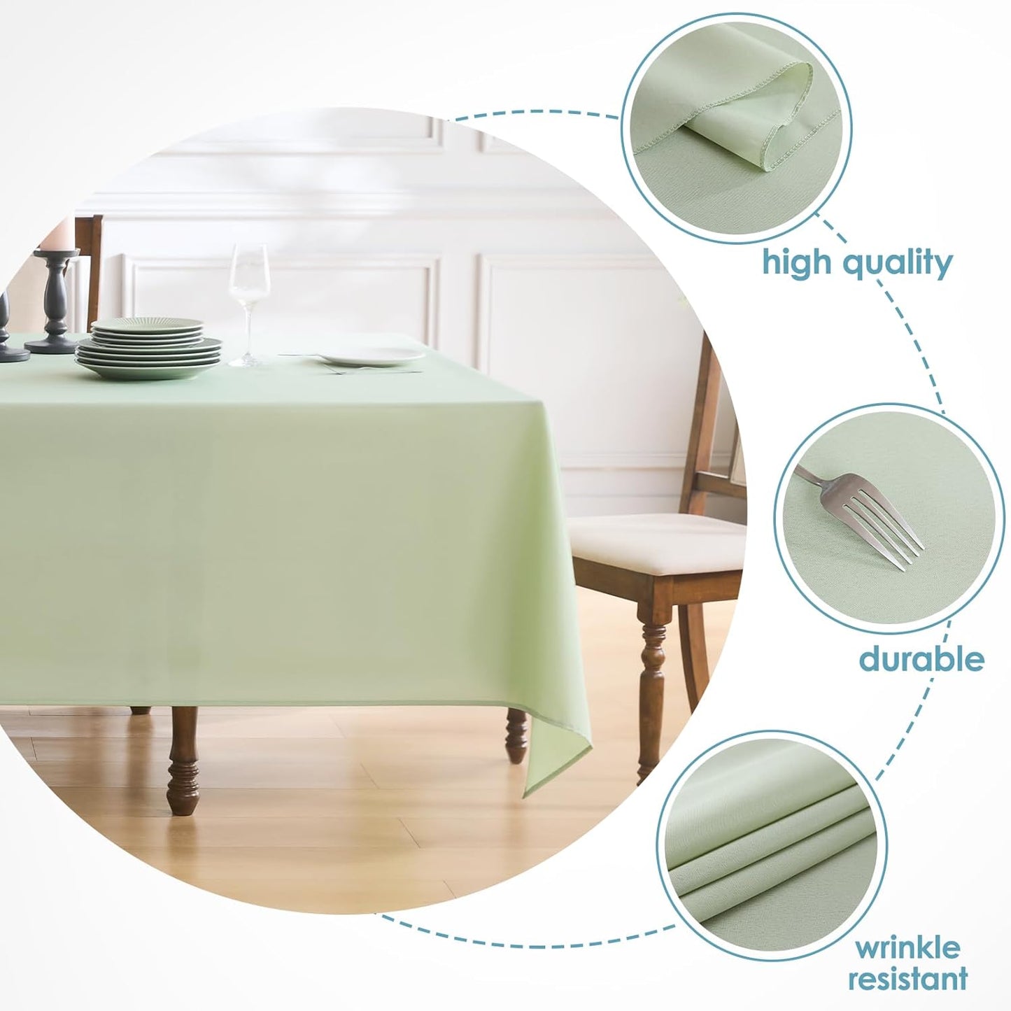 VidaFete Tablecloth 10 Pack 90 * 132inch Rectangle Table Cloth Polyester, Stain Wrinkle Resistant Polyester Dining Table Cover for Kitchen Dinning Party Wedding Rectangular Tabletop Buffet Decoration
