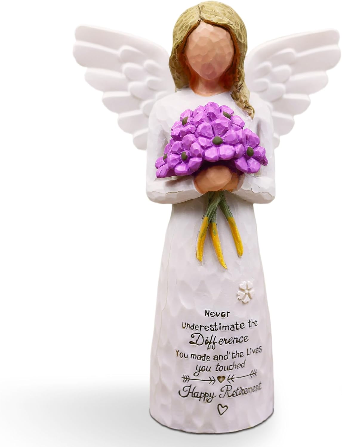 AUKEST Retirement Gift for Woman - Retirement Gifts for Women, Retirement Party Decorations, Going Away Party Decorations, Retired Gifts for Women Coworkers - 5.1” Angel Figurine (Purple)