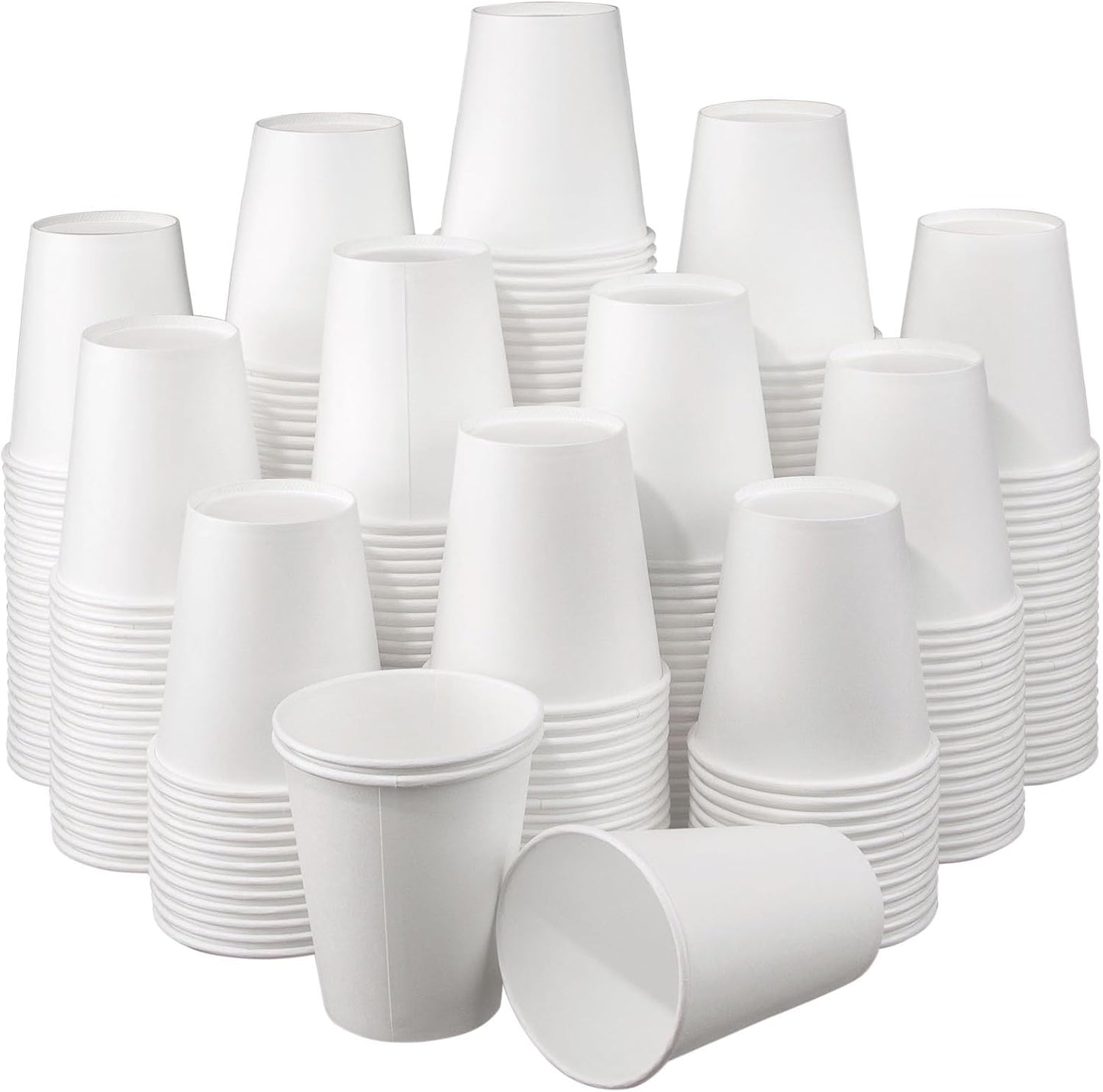 12 oz Paper Cups, 300 Pack 12oz Disposable Paper Coffee Cups, Coffee Cups 12 oz for Cold and Hot Drinks, White Paper Drinking Cups for Parties, Picnic, Cafes, Bistros and Events