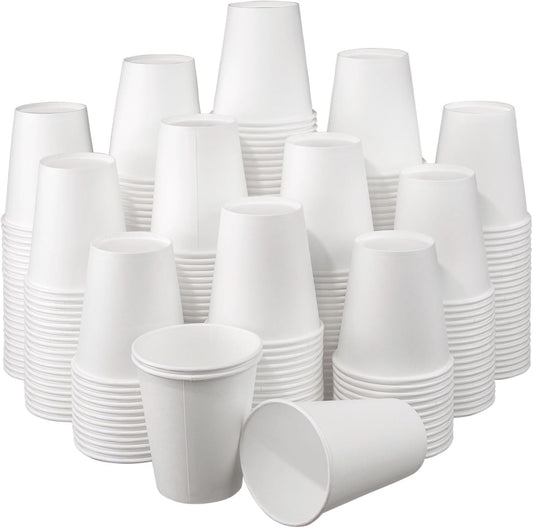 12 oz Paper Cups, 300 Pack 12oz Disposable Paper Coffee Cups, Coffee Cups 12 oz for Cold and Hot Drinks, White Paper Drinking Cups for Parties, Picnic, Cafes, Bistros and Events