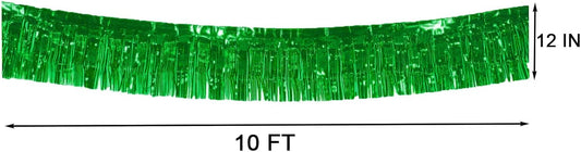 6 Packs 10 Feet Foil Fringe Garland Metallic Foil Tinsel Fringe Garland Wall Hanging Fringe Banner for Parade Floats, Wedding, Christmas，Birthday Party Halloween Decor (Green)