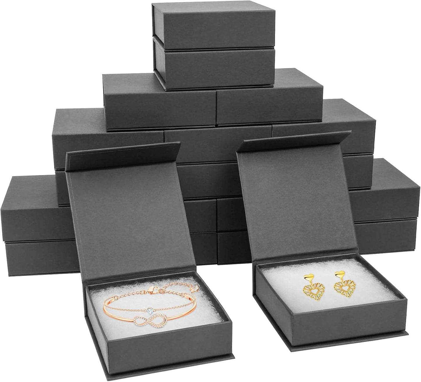 Mirgrime Jewelry Gift Boxes, 20 Pack 3.5x3.5x1 inch Small Jewelry Boxes, Cardboard Jewelry Box for Necklaces Bracelet Earring Ring (Black)