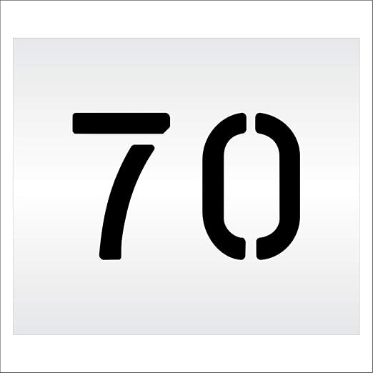 Pavement, Curb, and WheelStop Stencils - 6 inch Double Number Stencil - (70) - 6" x 9" x 1/16" (63 mil) - Light-Duty
