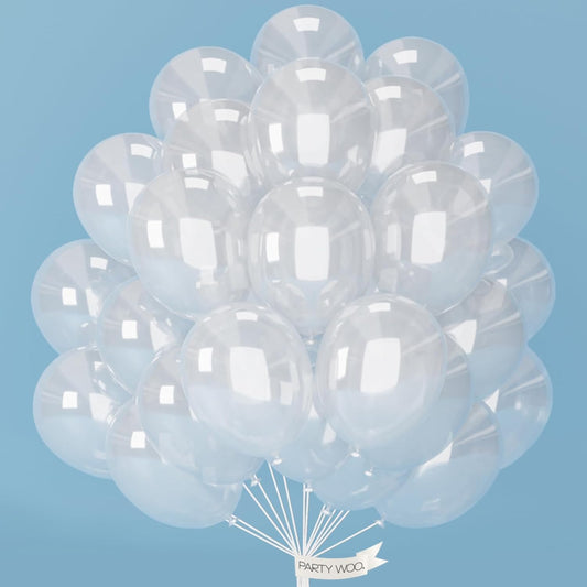 PartyWoo Clear Balloons 101 pcs 12 Inch Transparent Bubble Latex Helium Balloons for Graduation Wedding Engagement Anniversary Baby Shower Gender Reveal Birthday Party Decorations Clear-Y2
