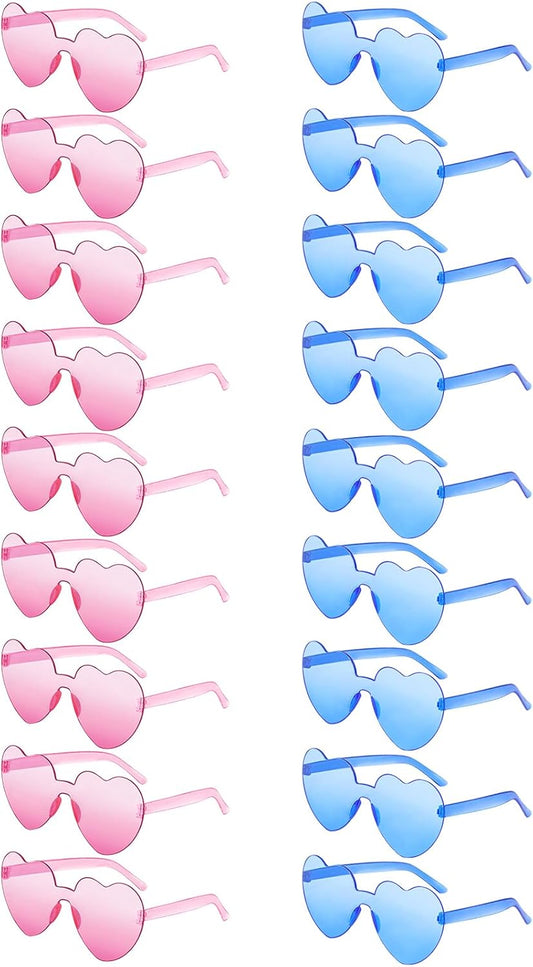 18 Heart Shape Rimless Sunglasses Transparent Candy Color Party Glasses Colored Eyewear for Women
