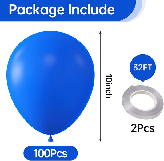 KALOR 10 Inch Dark Blue Balloons, 100 Pcs Latex Helium Balloons for Kid's Birthday Party Baby Shower Wedding Graduation Graduation Party Decorations